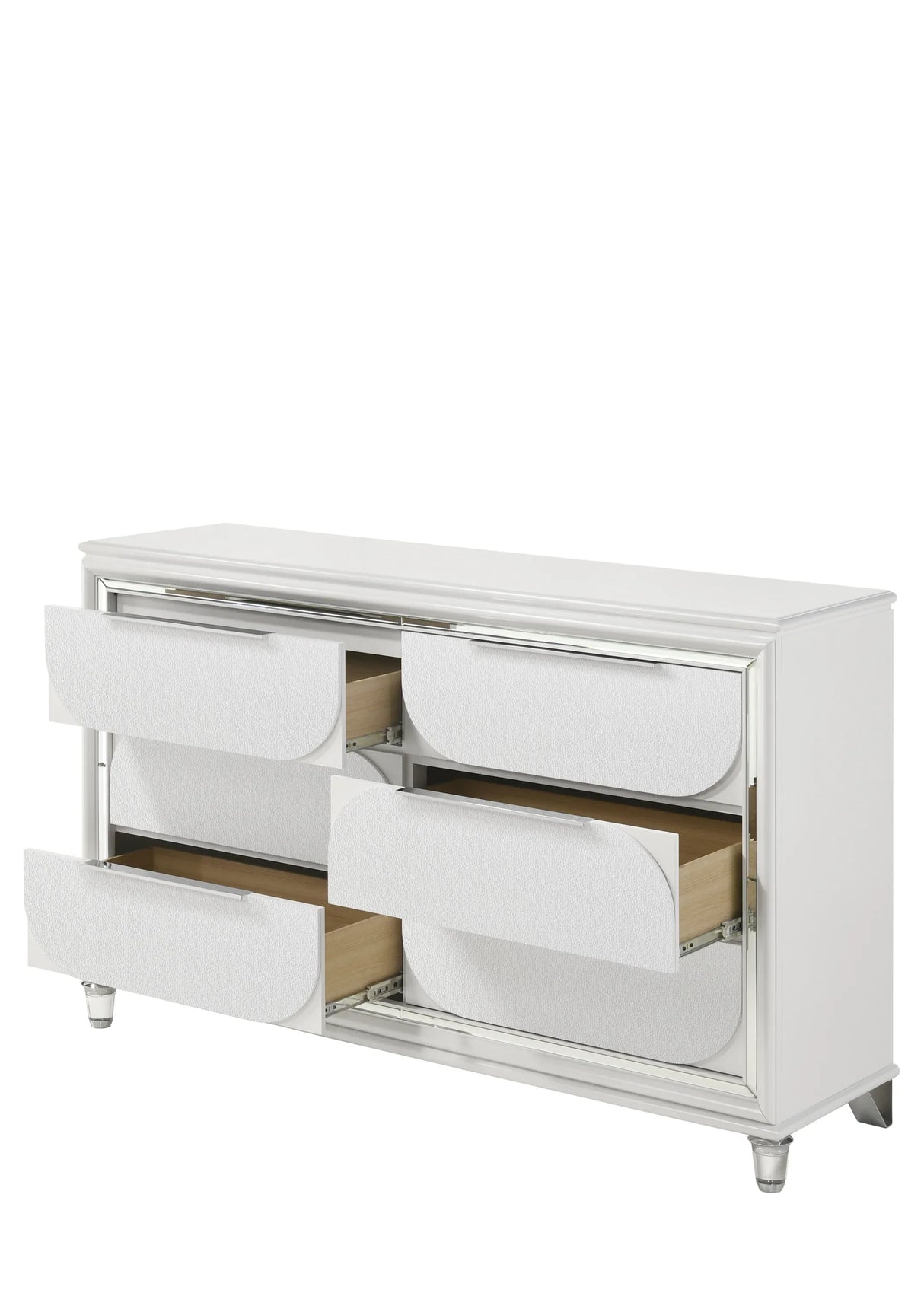 Modern Pearl White Synthetic Wood Dresser With Ample Storage - Omega Lifestyles