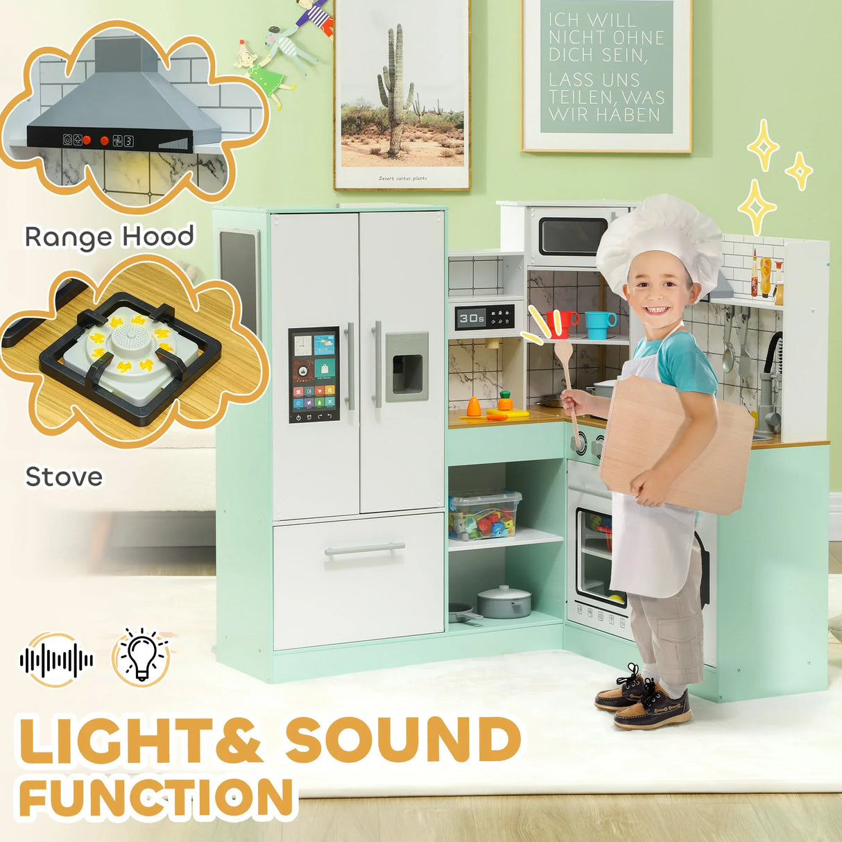 Interactive Corner Kids Play Kitchen With Lights And Sounds - Omega Lifestyles