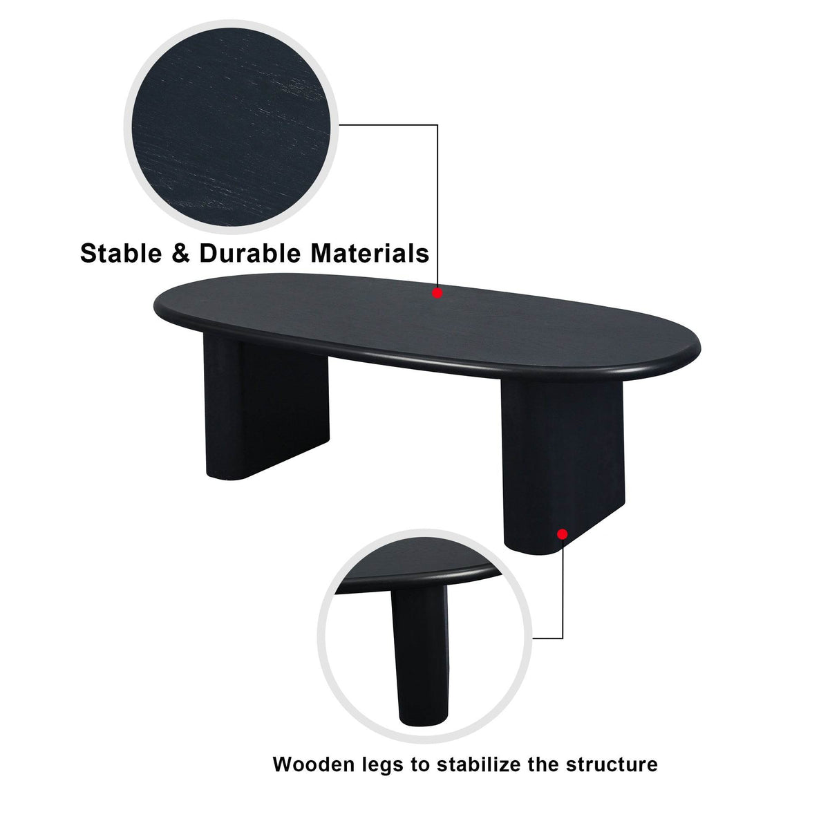 51-Inch Oval Tapered Tabletop MDF Coffee Table - Sleep Galleria