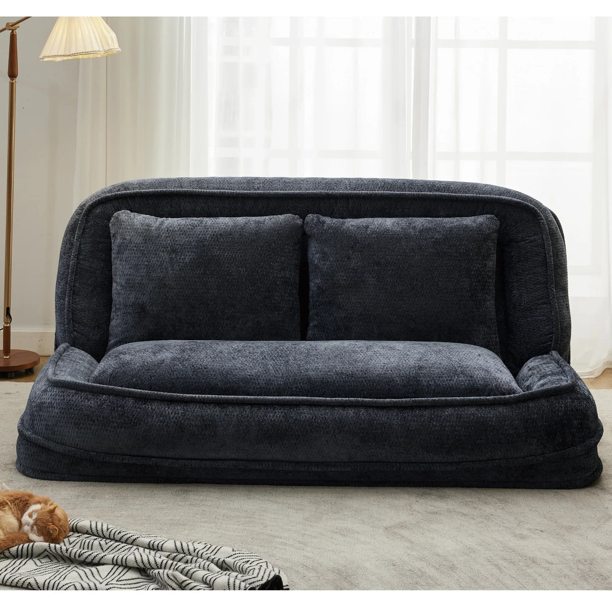 Adjustable 5-Position Medium-Soft Chenille Loveseat Sofa - Omega Lifestyles