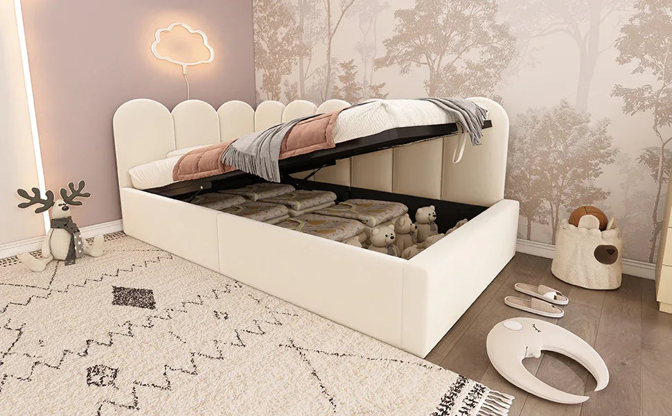 Twin Velvet Upholstered Daybed With Hydraulic Storage - Omega Lifestyles
