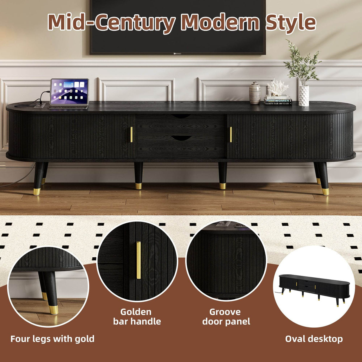 Mid-Century Modern TV Stand And Coffee Table Set - Sleep Galleria