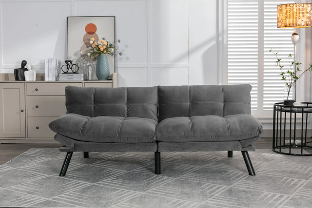 Light Grey Upholstered Convertible Foam Sofa Bed Twin - Omega Lifestyles