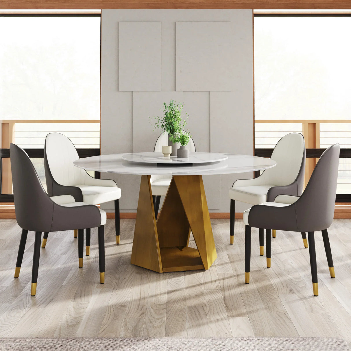 Modern Round Sintered Stone Dining Table With Turntable - Omega Lifestyles