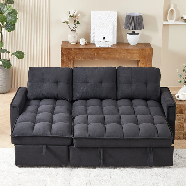 Chenille Reclining Sleeper Sofa Bed With Storage - Omega Lifestyles