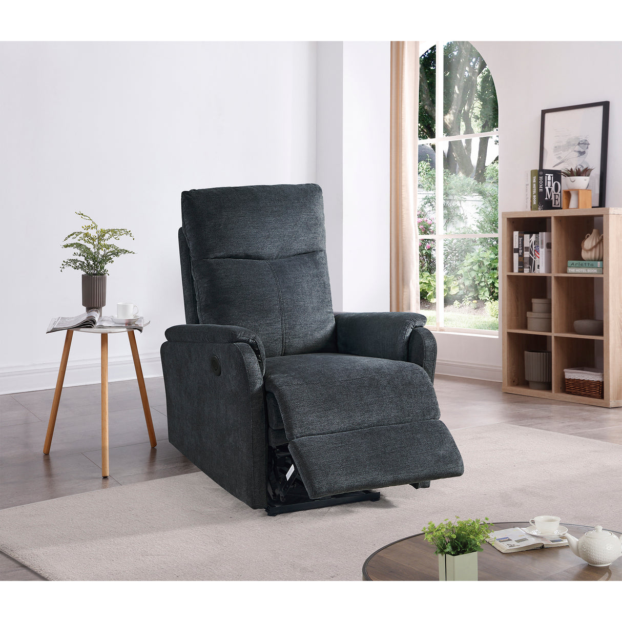 Power Recliner Fabric Foam Upholstered Single Living Room Chair