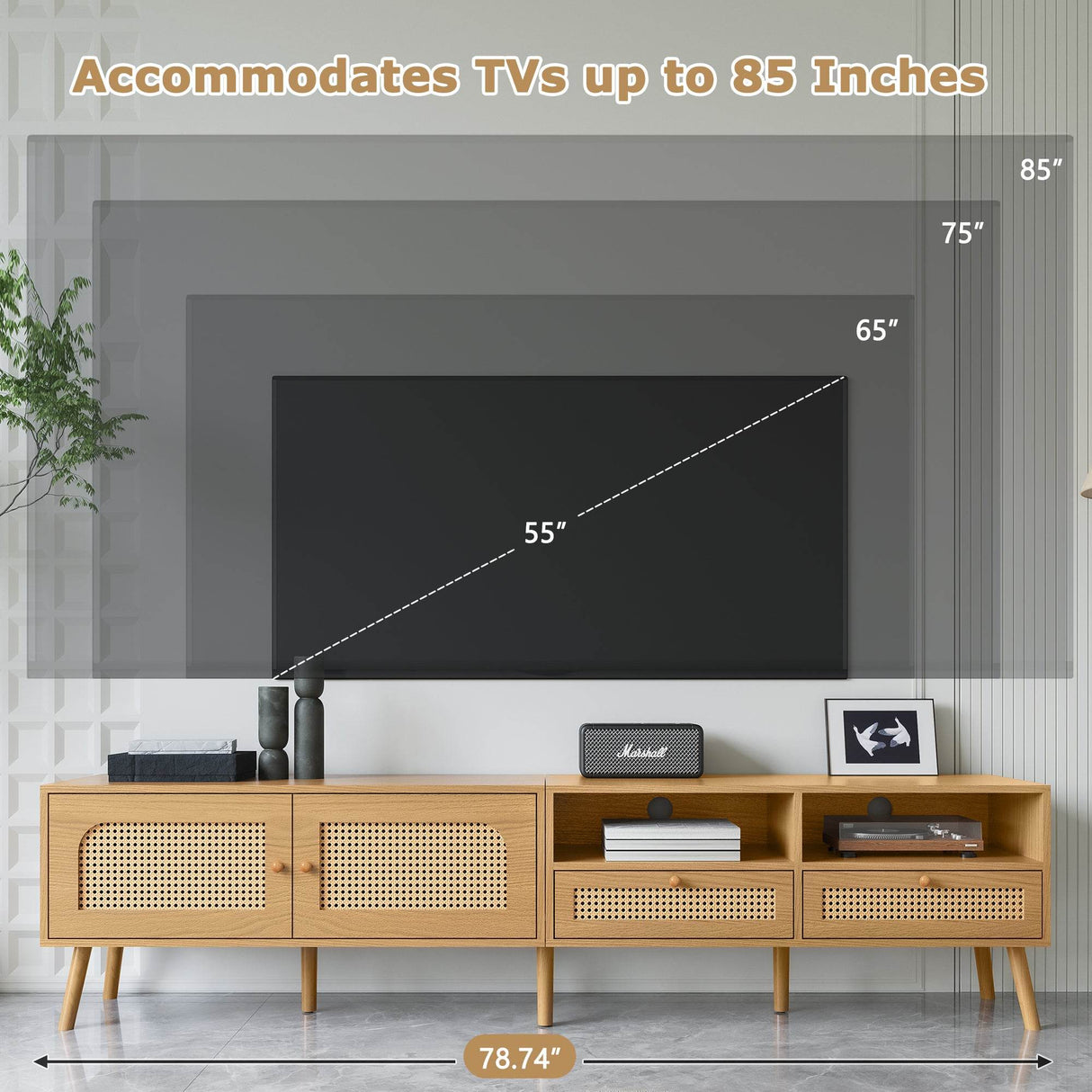 Boho Farmhouse Solid Wood TV Stand Cabinet - Sleep Galleria