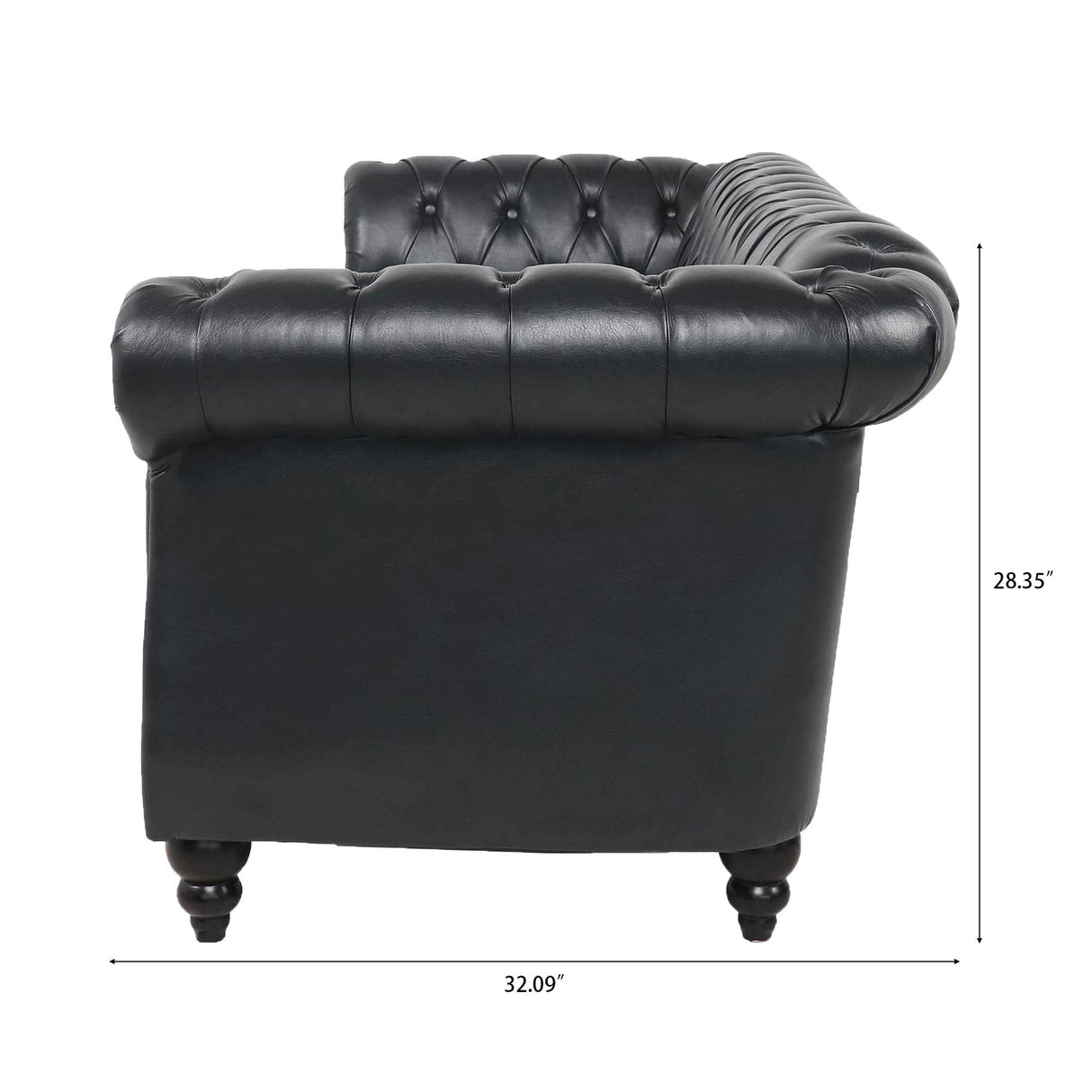 Chesterfield Three Seater Sofa With Soft PU Leather Upholstery - Omega Lifestyles