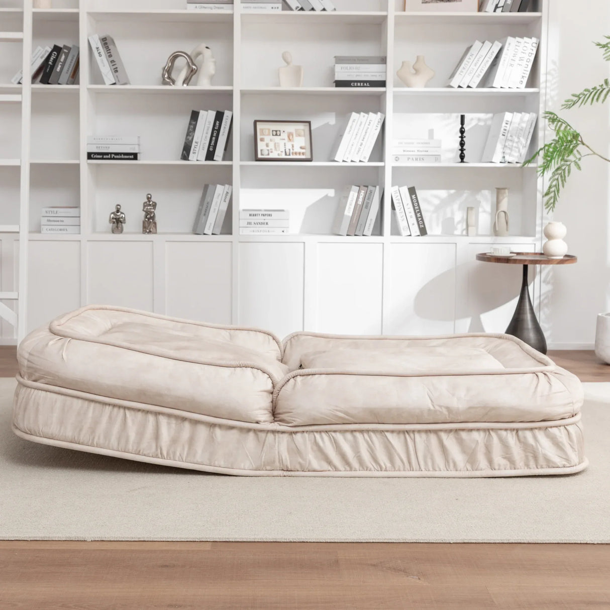 Adjustable Velvet Upholstered Massage Floor Sofa With Pillow - Omega Lifestyles