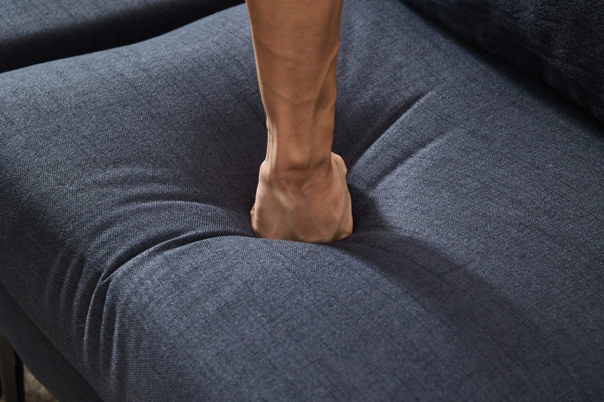 L-Shaped Grey Linen 6-Seat Convertible Sofa With Pillows - Omega Lifestyles