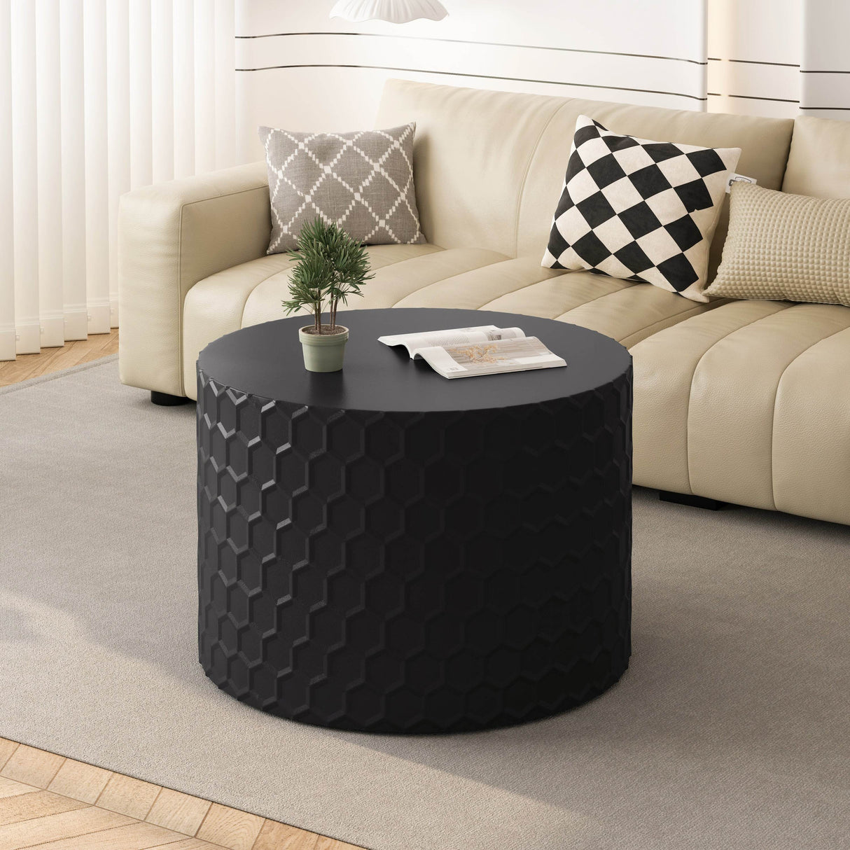 2-Piece Honeycomb Nesting Round MDF Coffee Table Set - Sleep Galleria