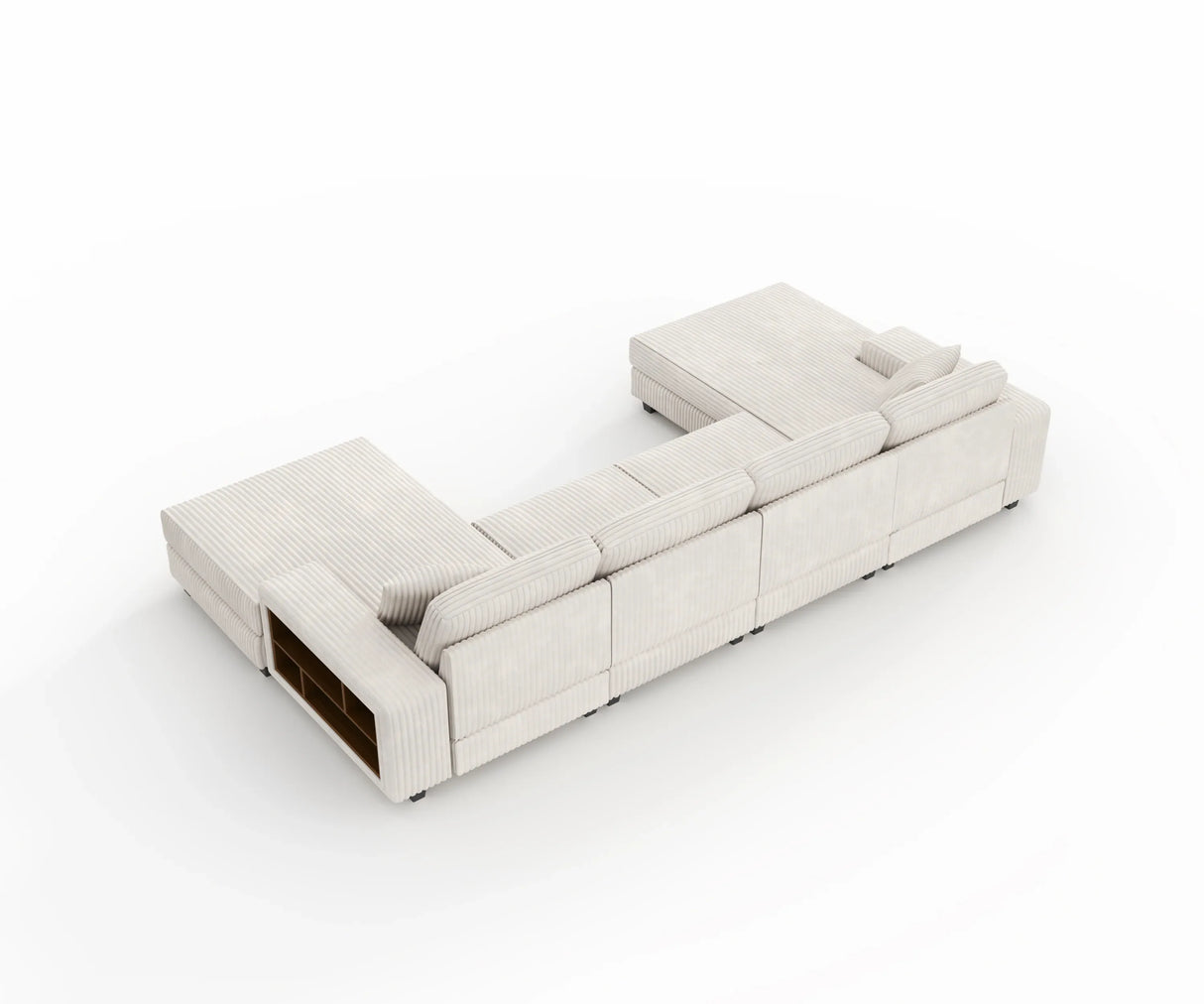 Modern Convertible U-Shaped Corduroy Fabric Sofa - Omega Lifestyles