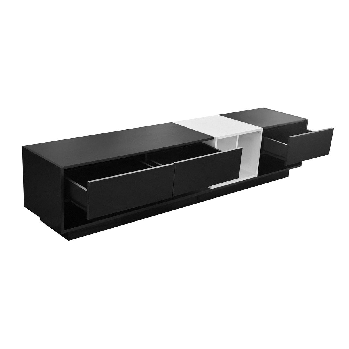 Sleek Two-Tone Black Particle Board TV Stand - Sleep Galleria