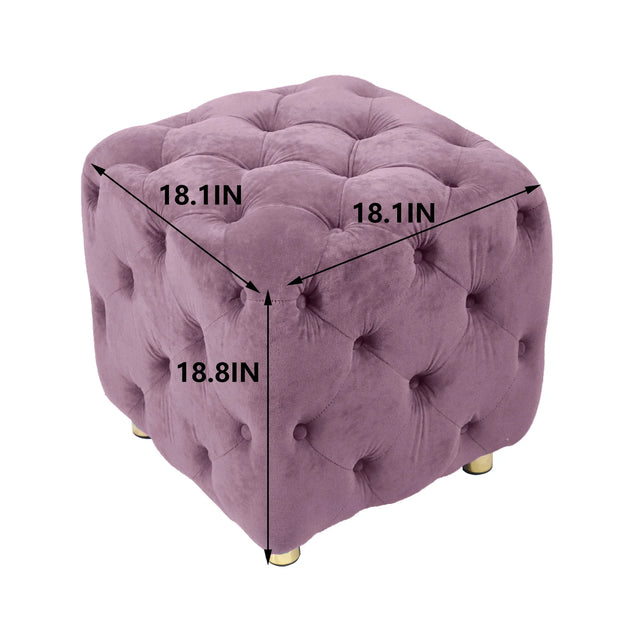 Purple Velvet Storage Ottoman Footstool With High-Density Foam - Omega Lifestyles