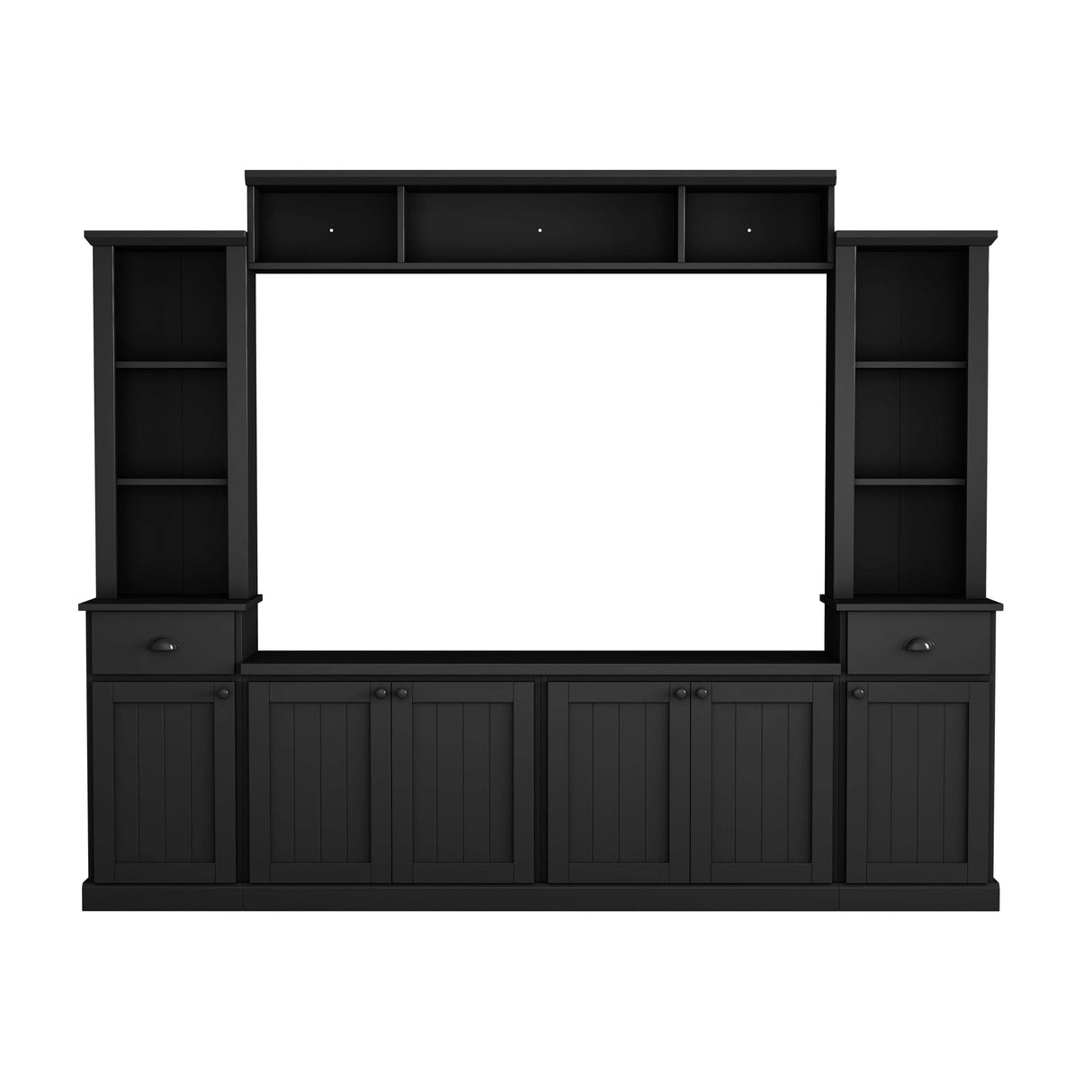 Adjustable Height Black Particle Board TV Stand Console - Sleep Galleria