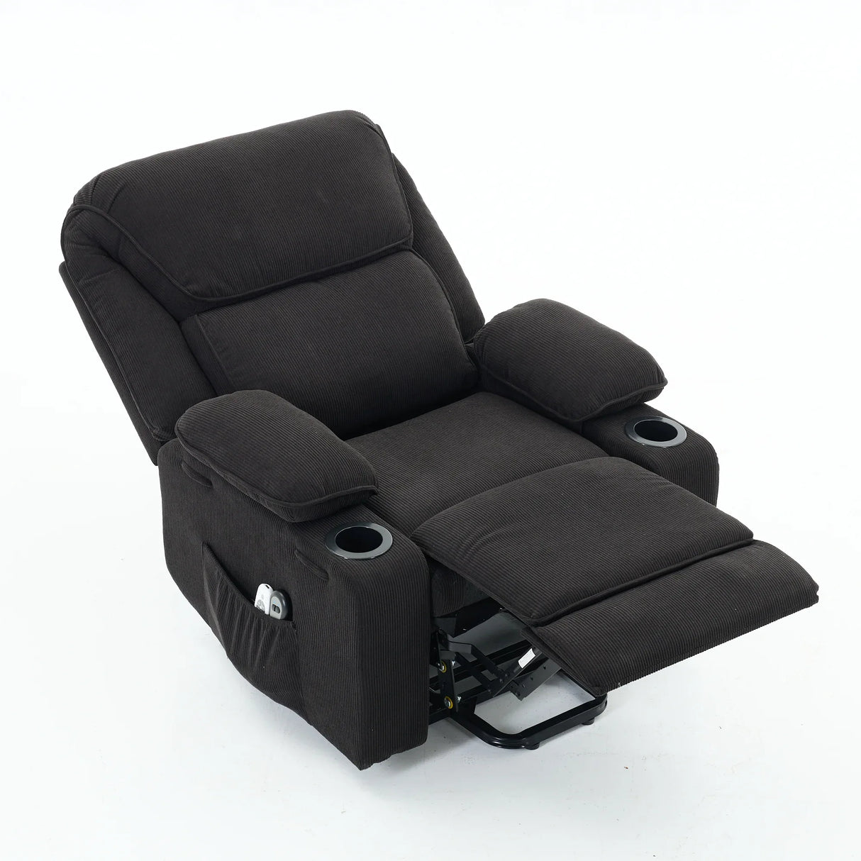 Medium-Firm Corduroy Remote-Controlled Heating Massage Recliner - Omega Lifestyles