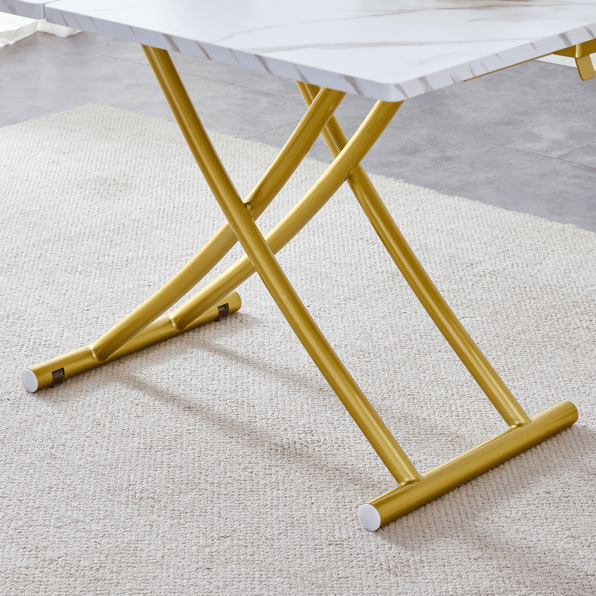 Multifunctional Adjustable Height White Gold Lift Table - Sleep Galleria