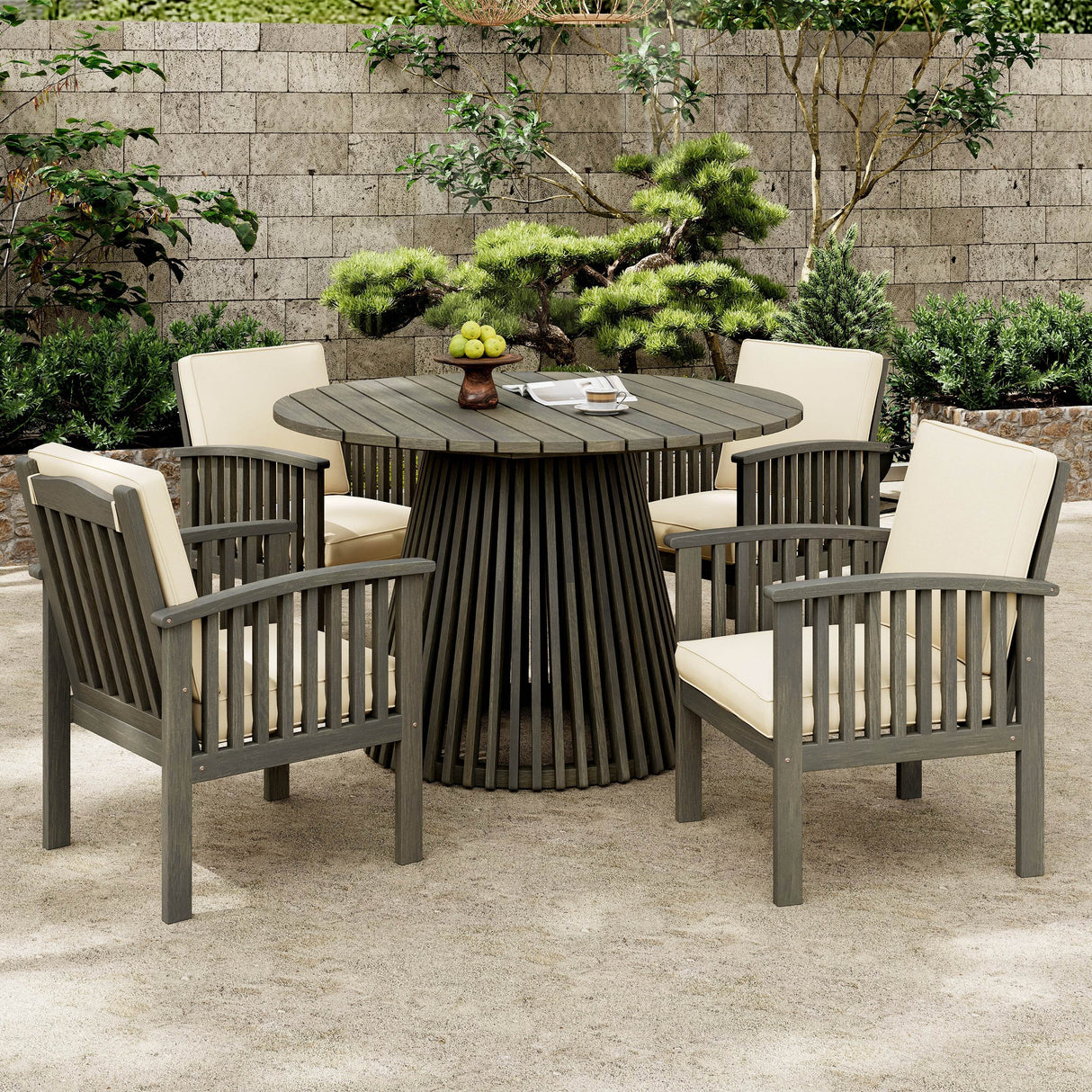 Outdoor Acacia Wood Patio Furniture Set With Dining Table