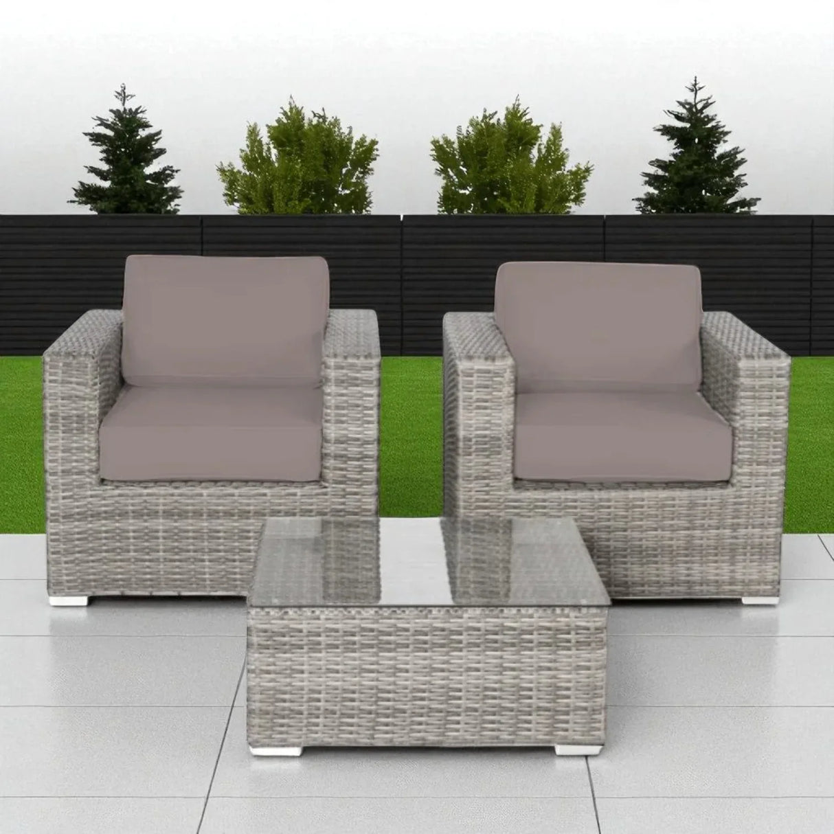 2-Piece Outdoor Rattan Wicker Patio Seating Group With Cushions - Omega Lifestyles