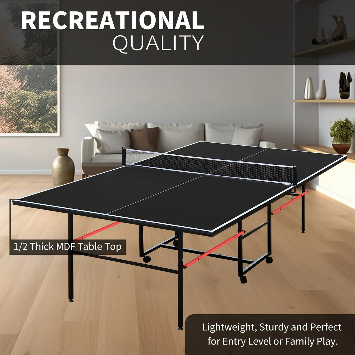 Professional 9ft Foldable Indoor Table Tennis Table Set - Omega Lifestyles