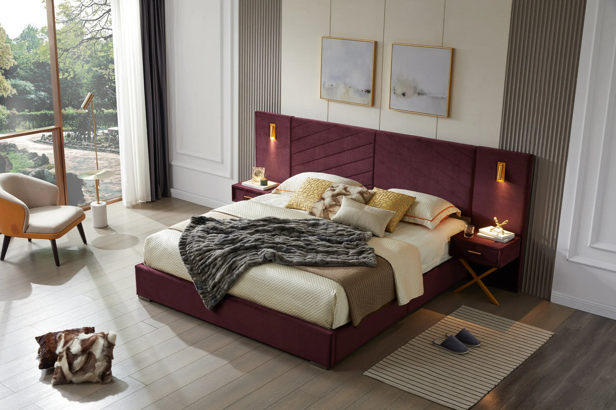 Queen Velvet Upholstered Wingback Bed Frame - Omega Lifestyles