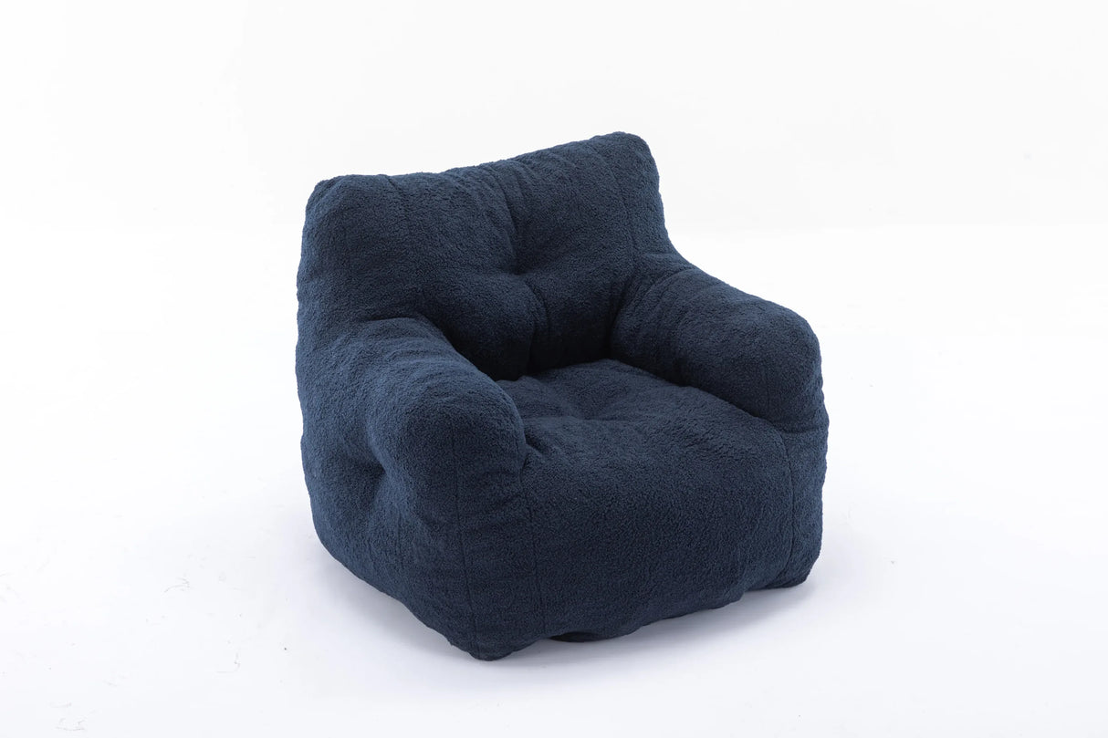 Soft Teddy Fabric Tufted Foam Bean Bag Chair Dark Blue - Omega Lifestyles