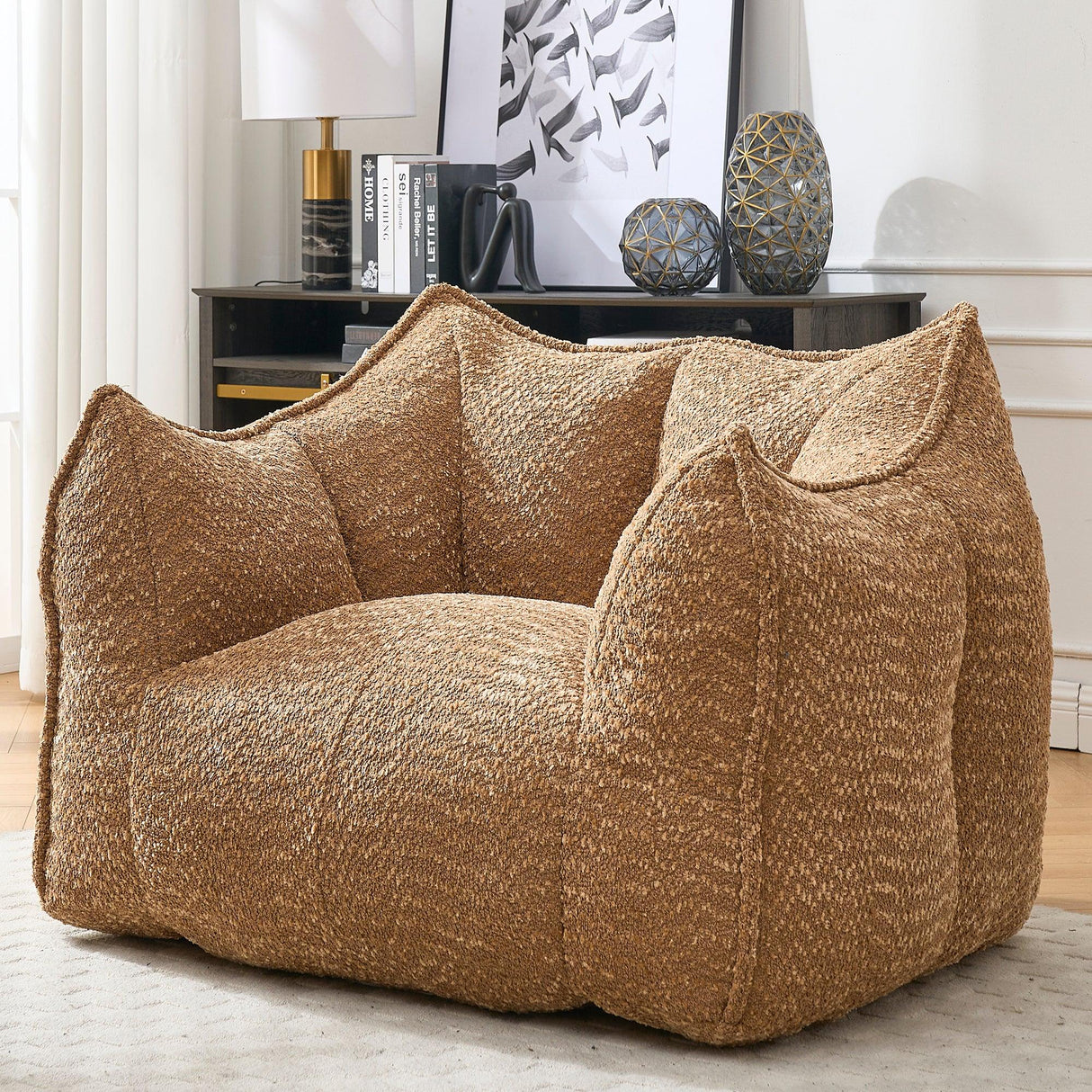 Chenille Bean Bag Chair Soft Foam Living Room Seating - Omega Lifestyles