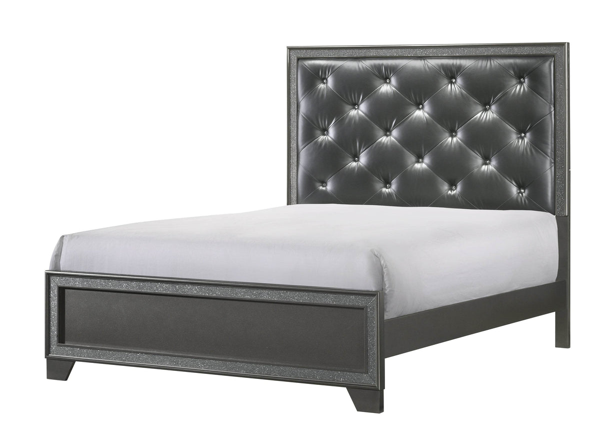 Queen Plush Tufted Upholstered Wood Panel Bed Frame