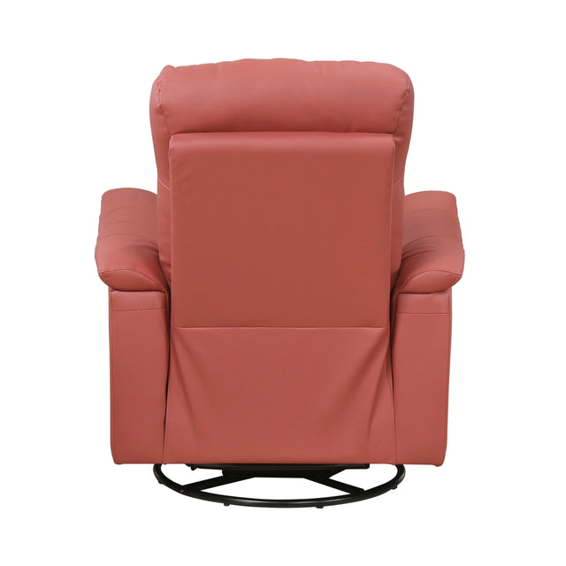 Red Genuine Leather Swivel Glider Reclining Chair - Omega Lifestyles