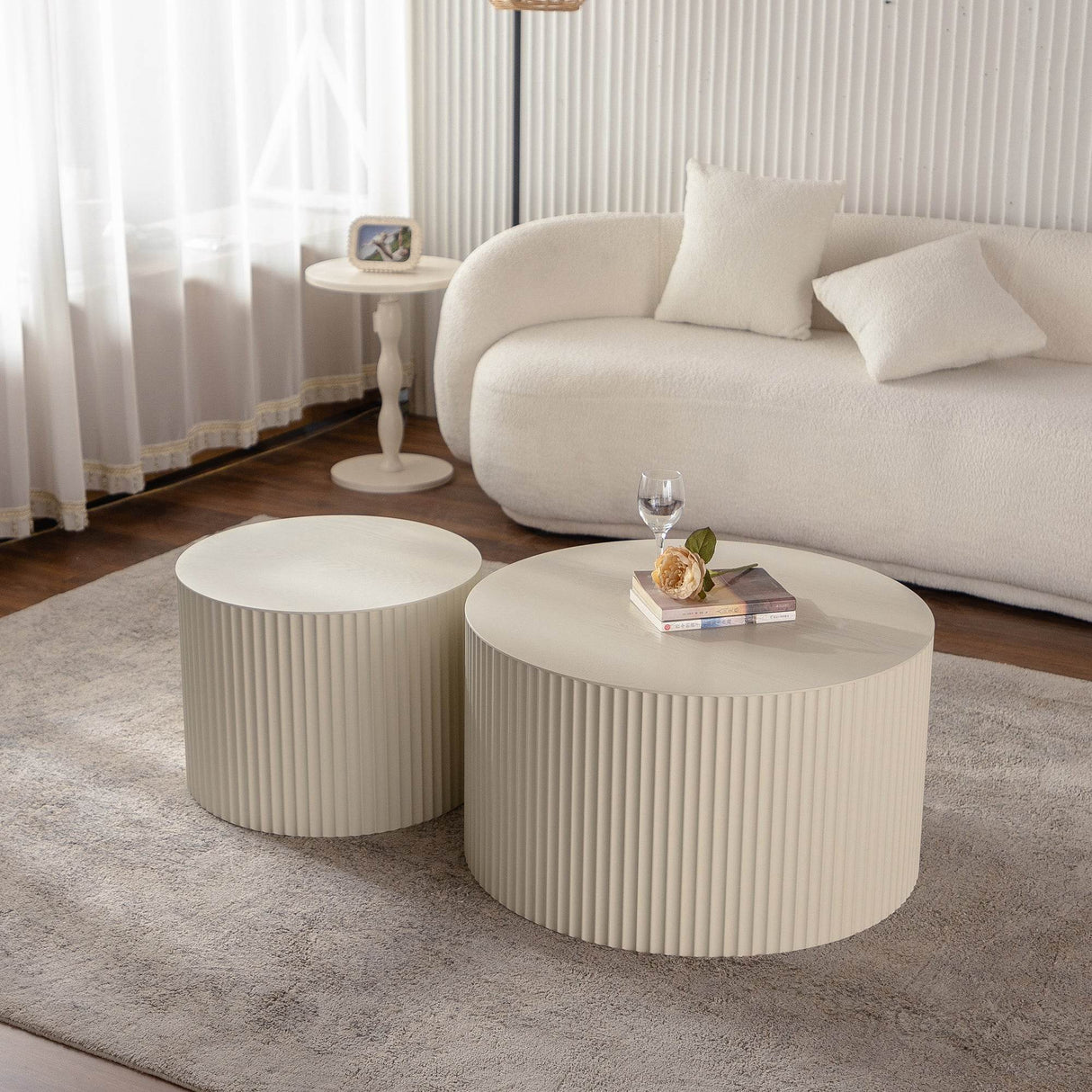 Modern Round Wood Coffee Table With Open Storage - Sleep Galleria