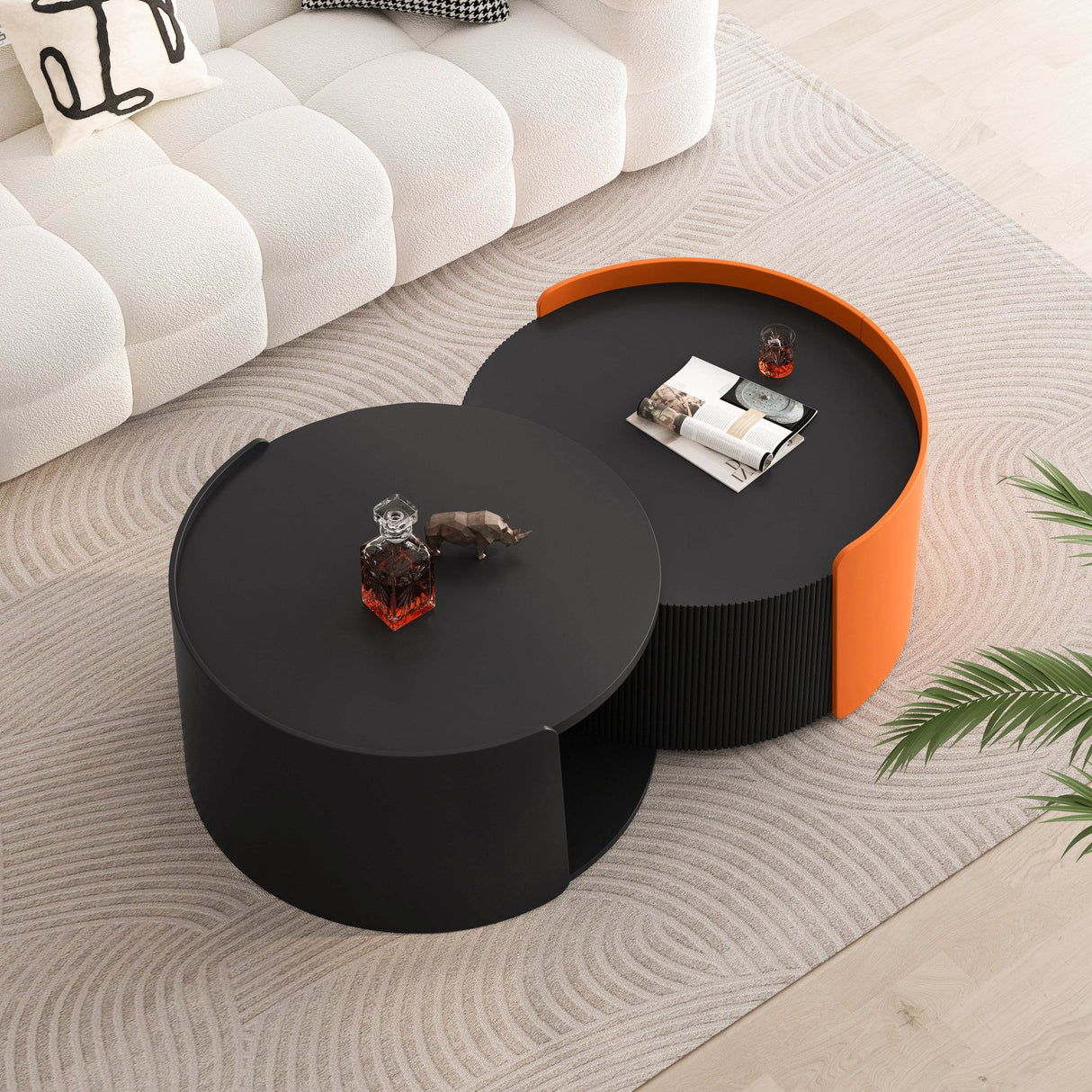 Modern Round Nesting Coffee Table With Storage - Sleep Galleria