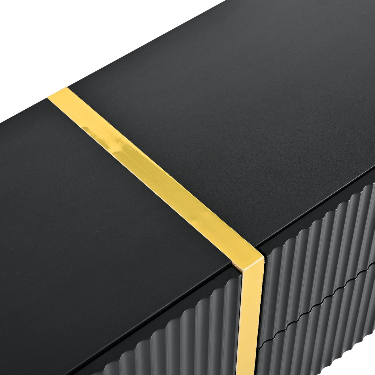 Luxury Fluted Black And Gold TV Stand With Storage - Sleep Galleria