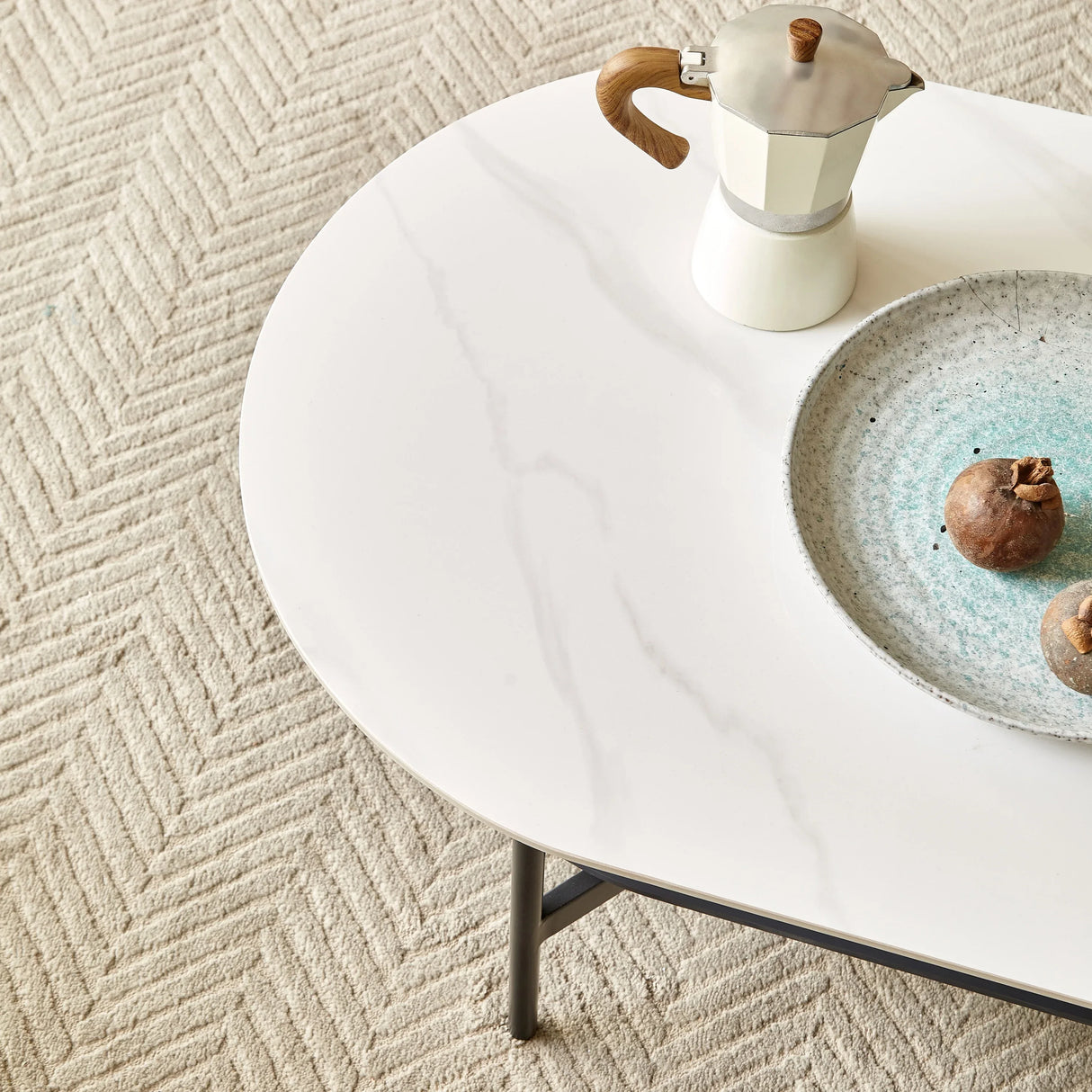 Modern Ceramic And Walnut Finish Coffee Table - Omega Lifestyles