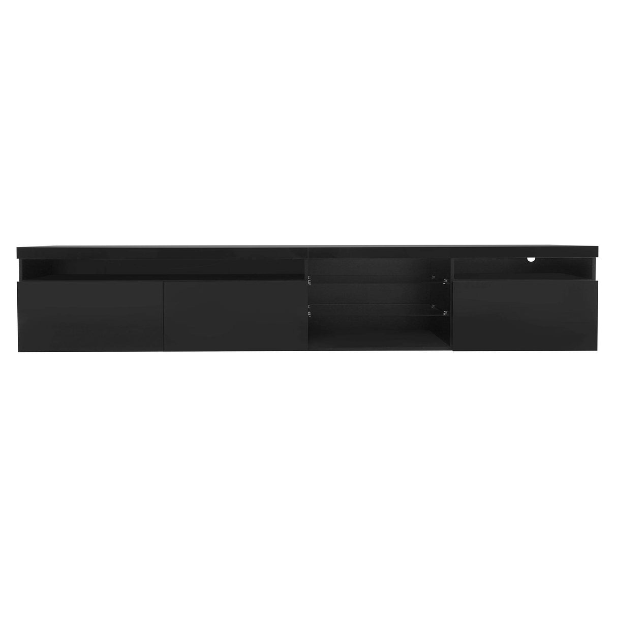 Modern Black Particle Board TV Stand With LED Lighting - Sleep Galleria