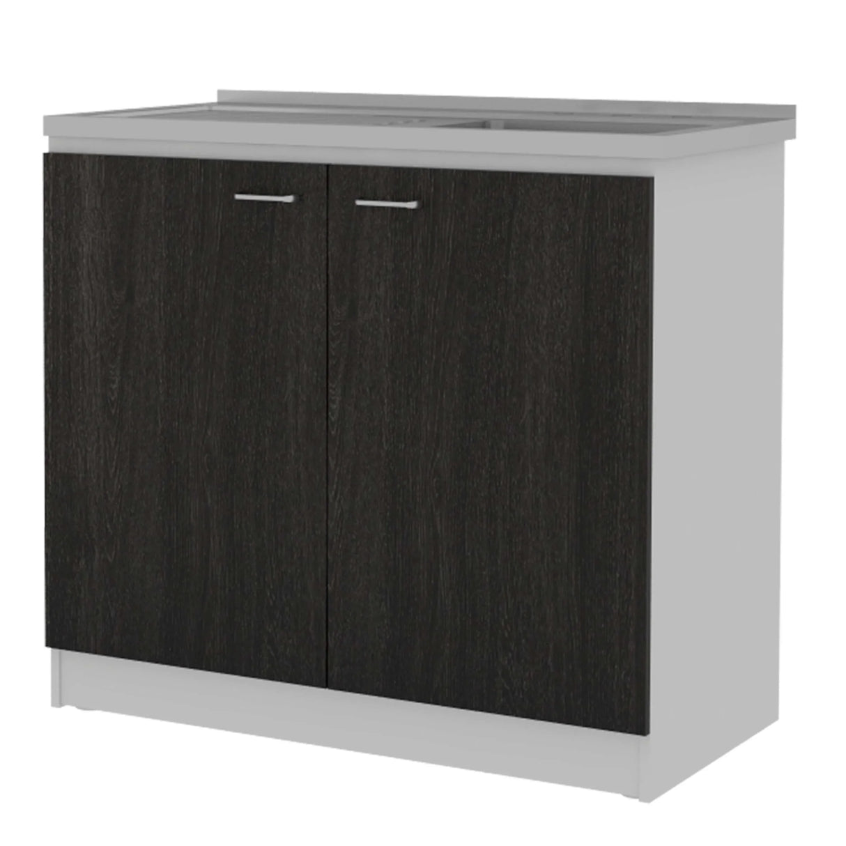 2-Piece Black Particle Board Kitchen Cabinet Set - Omega Lifestyles