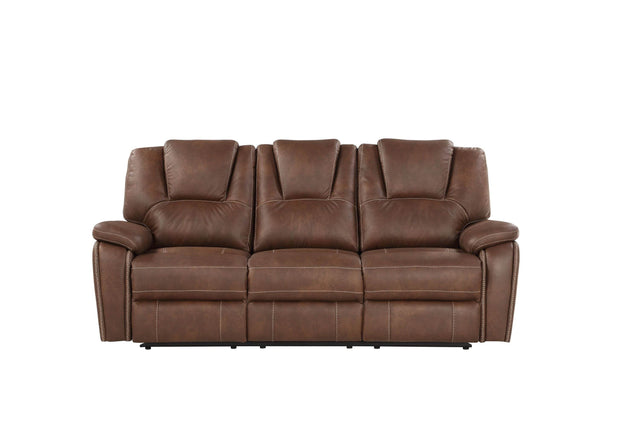 Manual Reclining Faux Leather 3-Seat Sofa Chestnut Brown - Omega Lifestyles