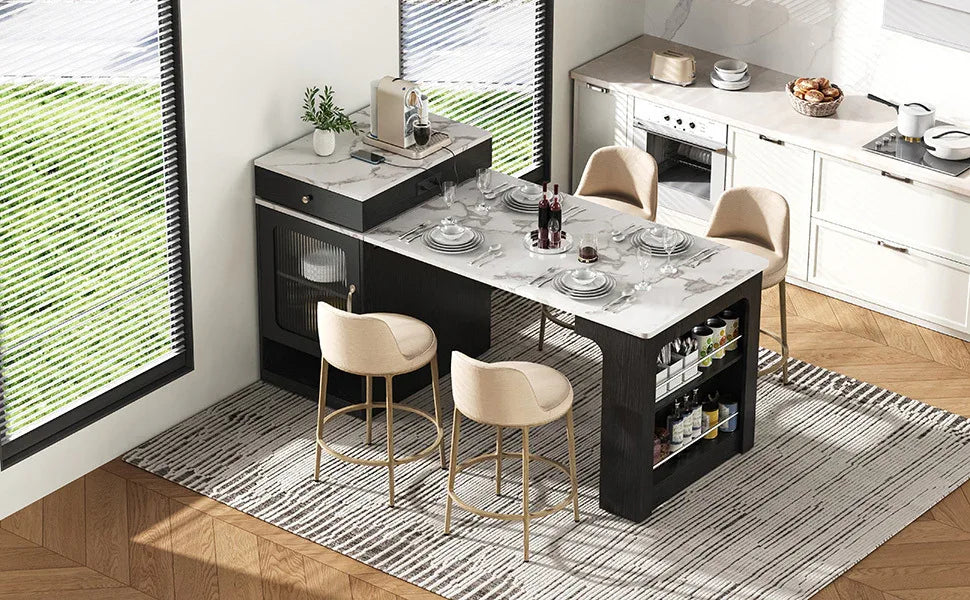 Extendable Dining Table Kitchen Island With Storage - Omega Lifestyles