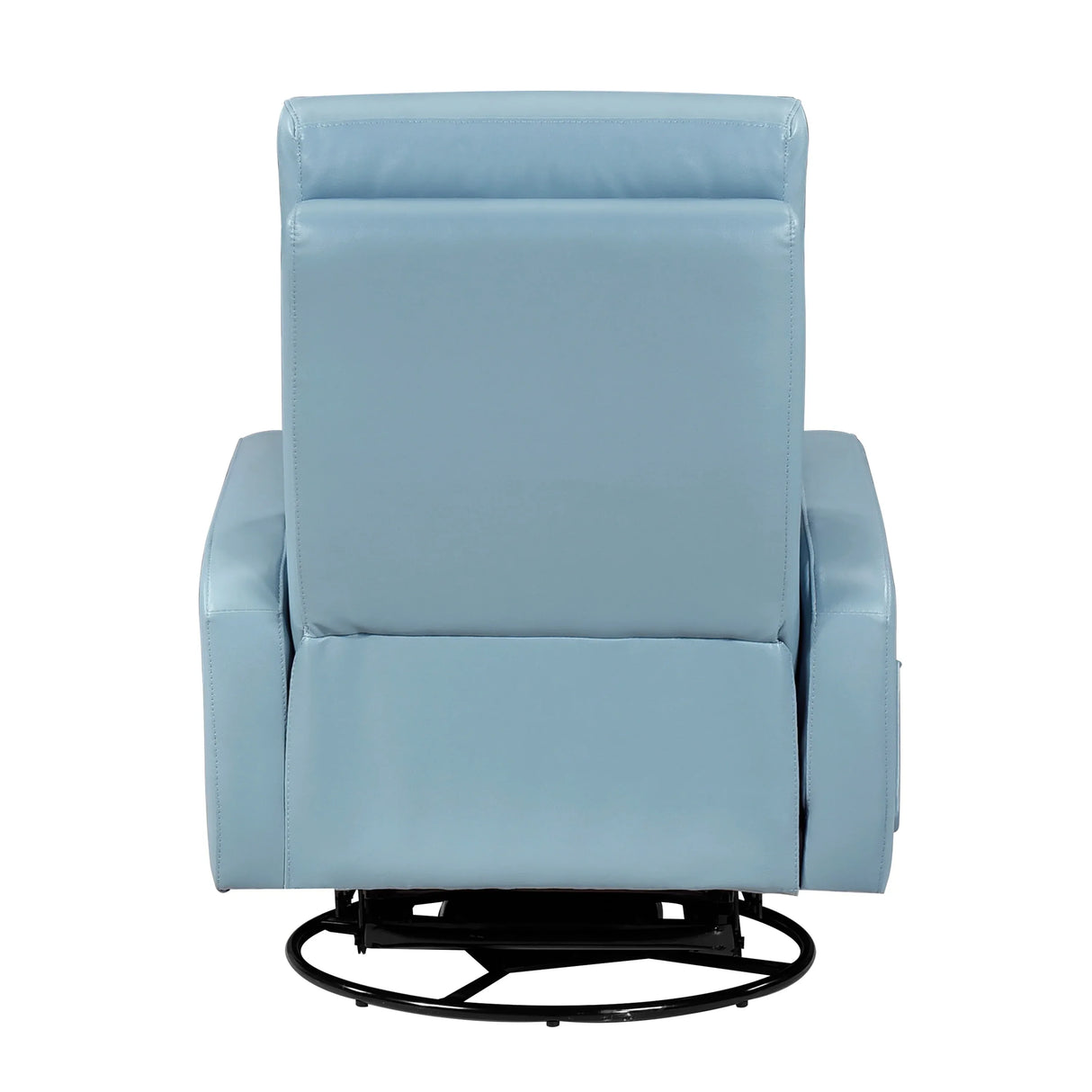 Blue Leather Gliding Swivel Recliner Chair With Recline - Omega Lifestyles