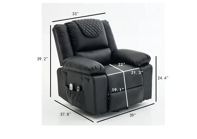 Medium-Firm Remote-Controlled Heating Massage Recliner PU Leather - Omega Lifestyles