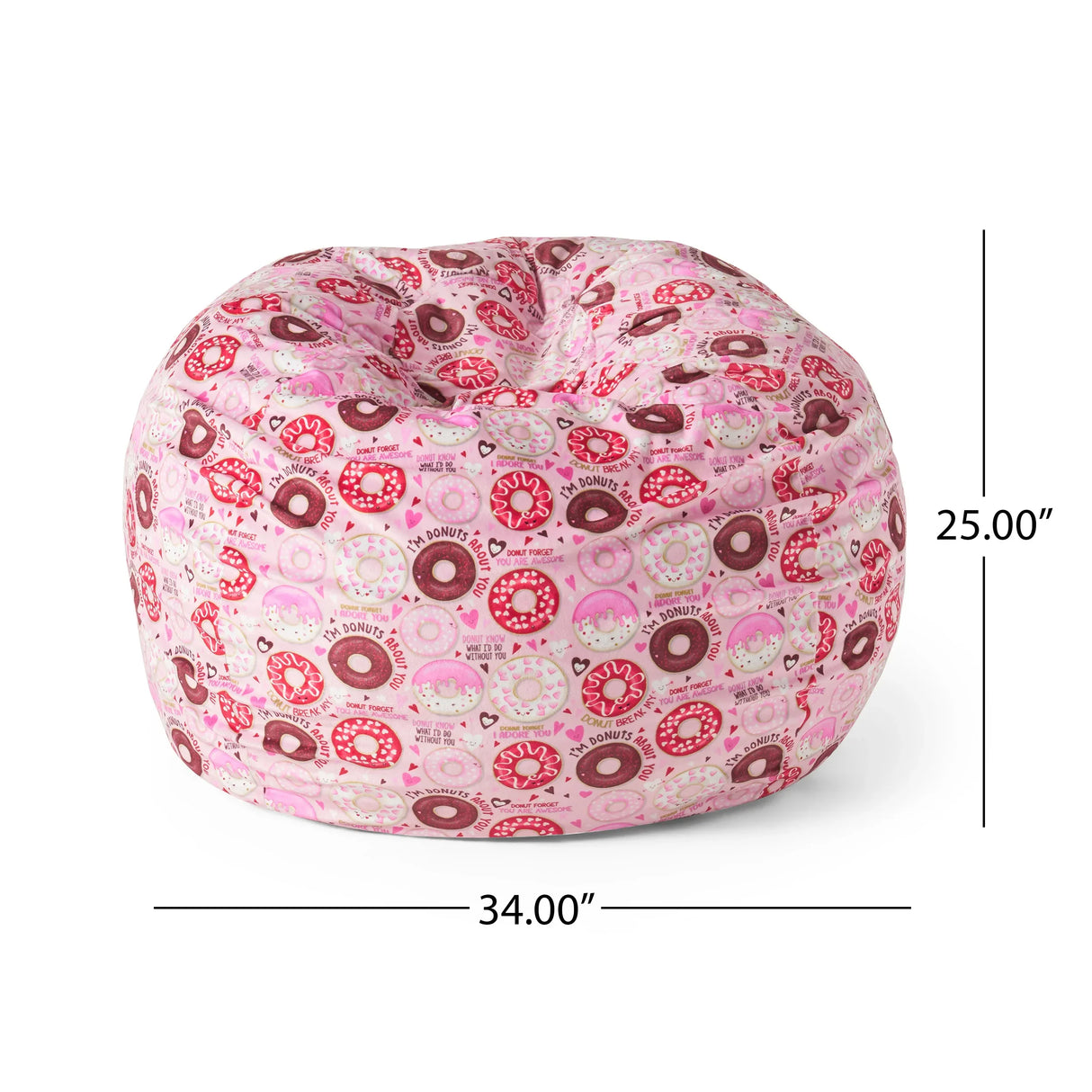 Rounded Foam-Filled Pink Fabric Bean Bag Chair - Omega Lifestyles