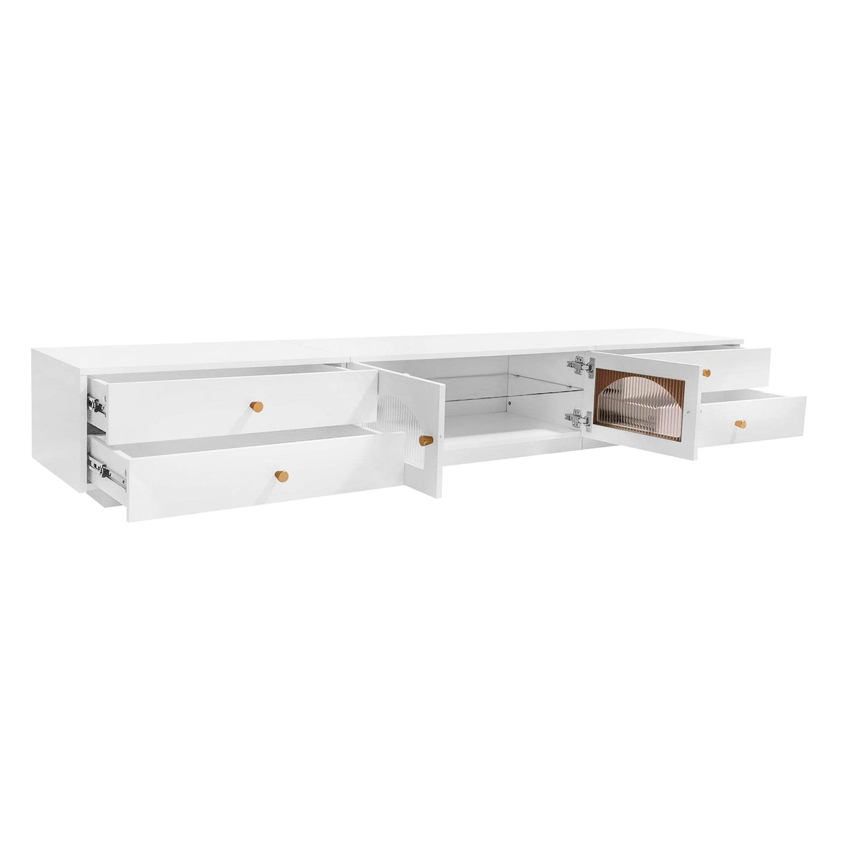 Modern White Particle Board TV Stand With Drawers - Sleep Galleria