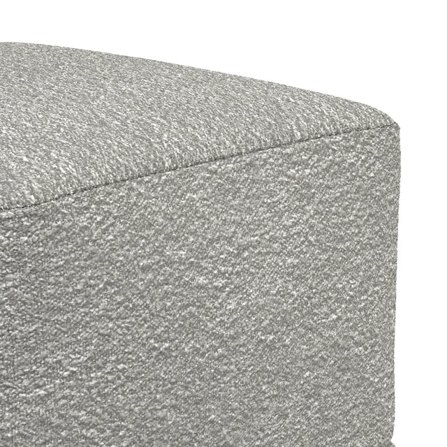 Light Gray Cotton Boucle Square Pouf Ottoman - Omega Lifestyles