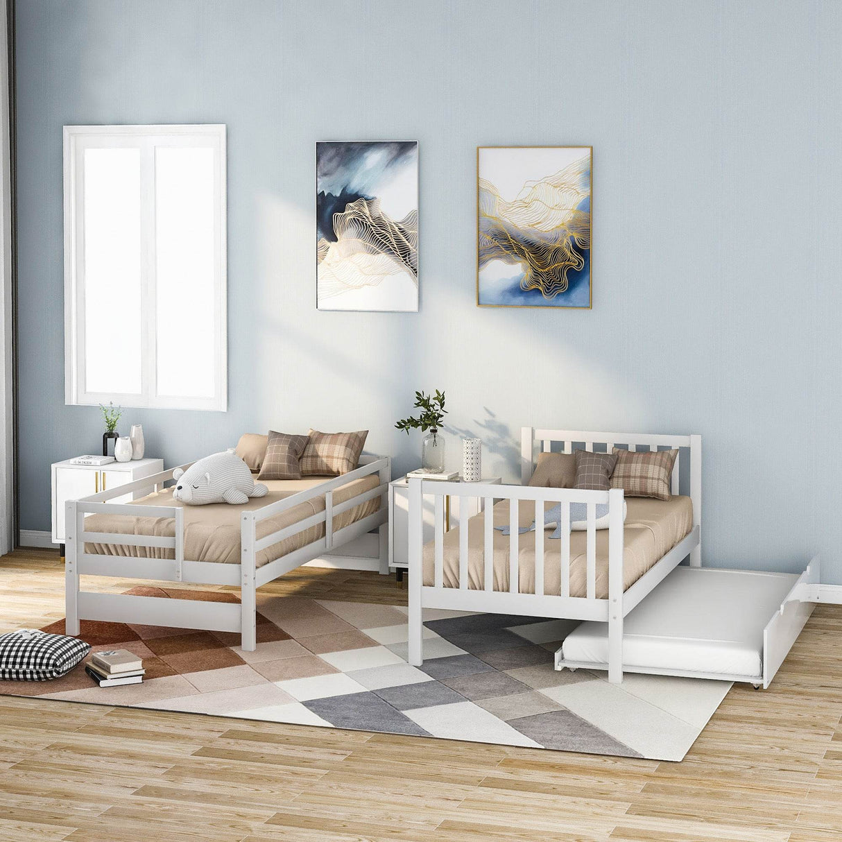 Stairway Twin-Over-Twin Full Bunk Bed With Trundle - Omega Lifestyles