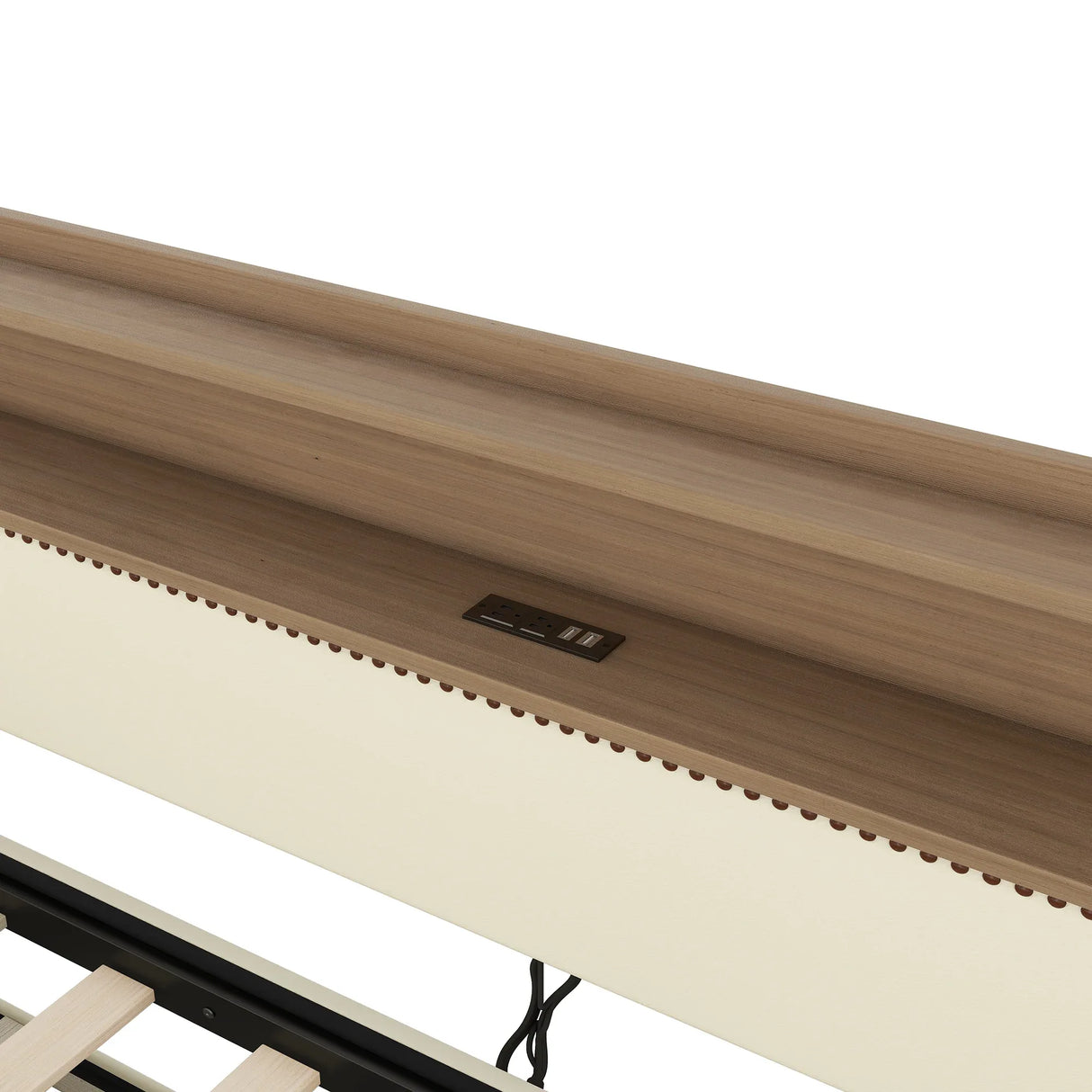 Twin Leather Upholstered Daybed With Trundle Charging Station - Omega Lifestyles