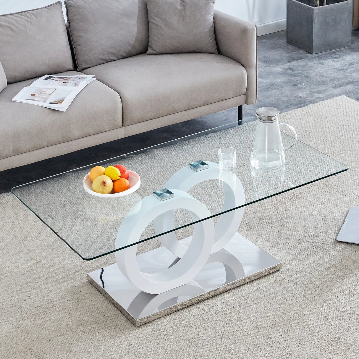 Modern Minimalist Glass Top MDF Coffee Table - Omega Lifestyles
