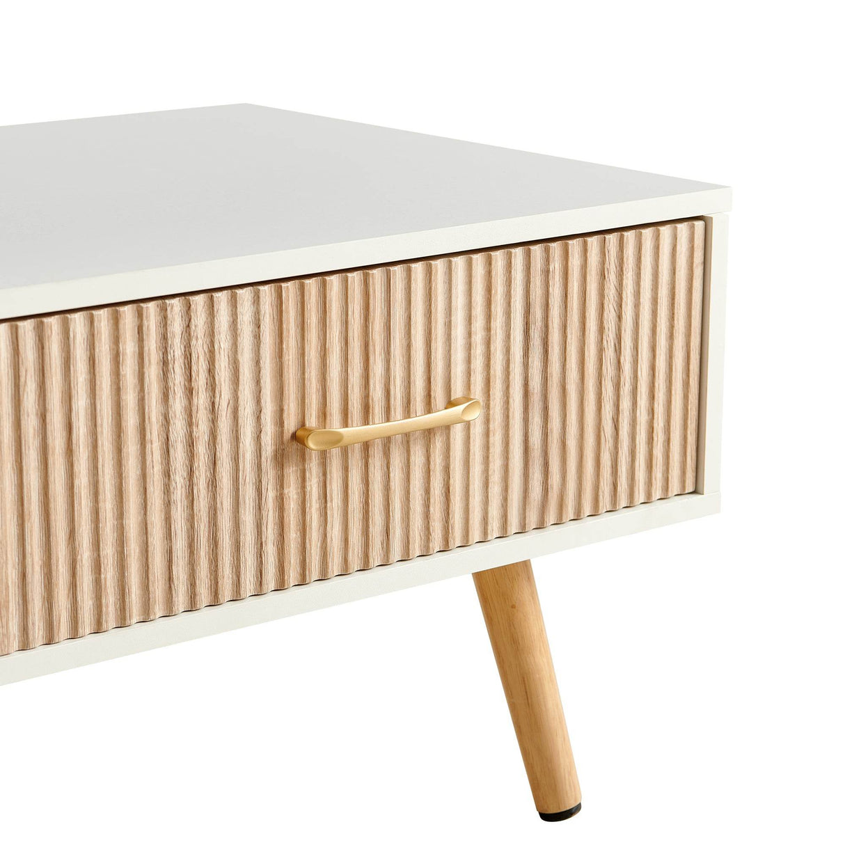 White Solid Wood Sliding Drawer Coffee Table - Sleep Galleria