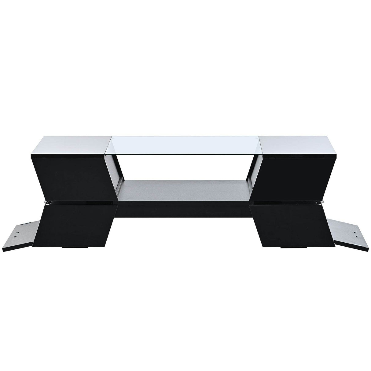 Modernist 2-Tier Black Tempered Glass Coffee Table - Sleep Galleria