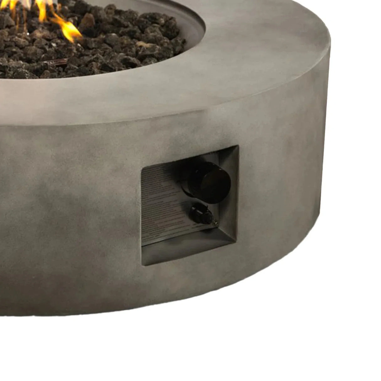 Modern Grey Fiber Reinforced Concrete Outdoor Fire Pit Table - Omega Lifestyles