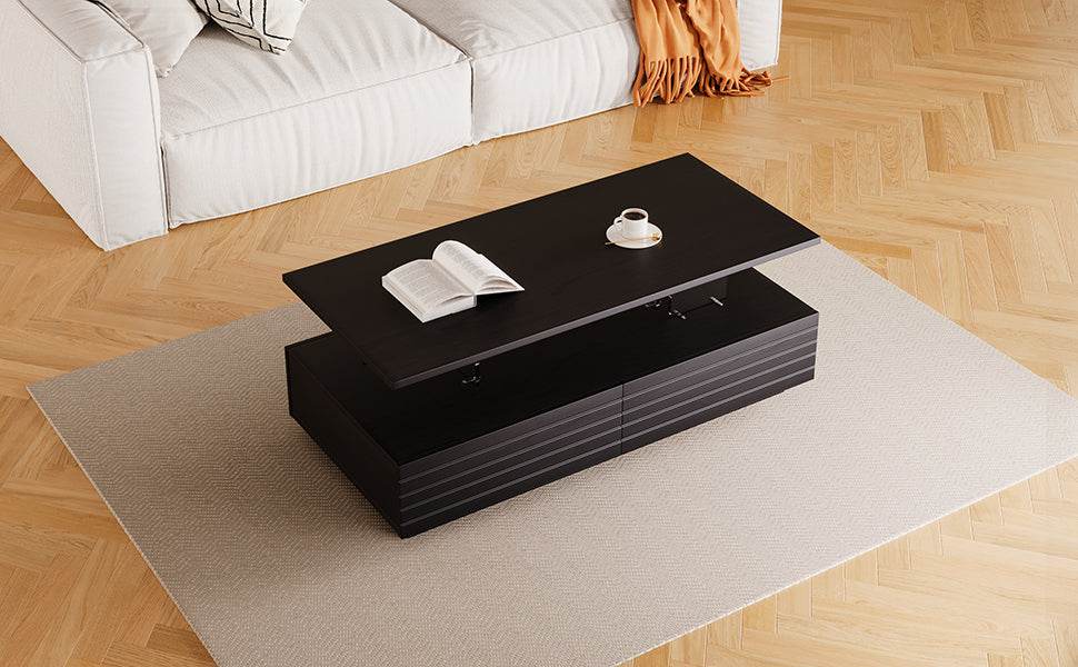 Modern Rectangular MDF Coffee Table With LED Lights - Sleep Galleria