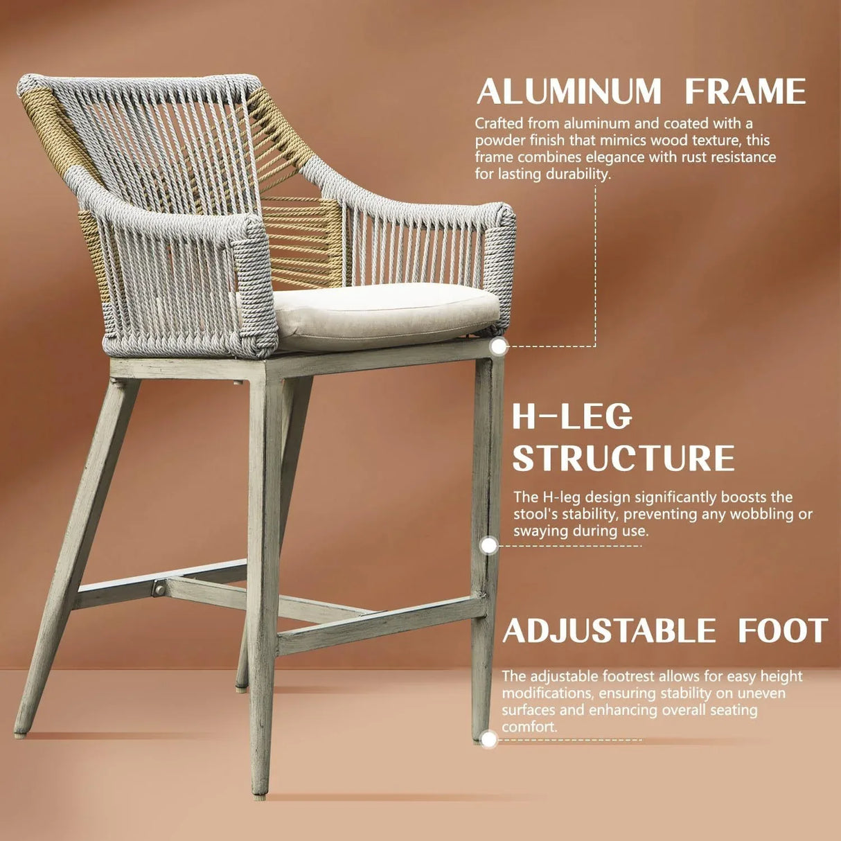 Outdoor Patio Aluminum Wicker Bar Table With Stools Set Of 3 - Omega Lifestyles